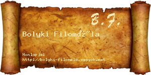 Bolyki Filoméla névjegykártya